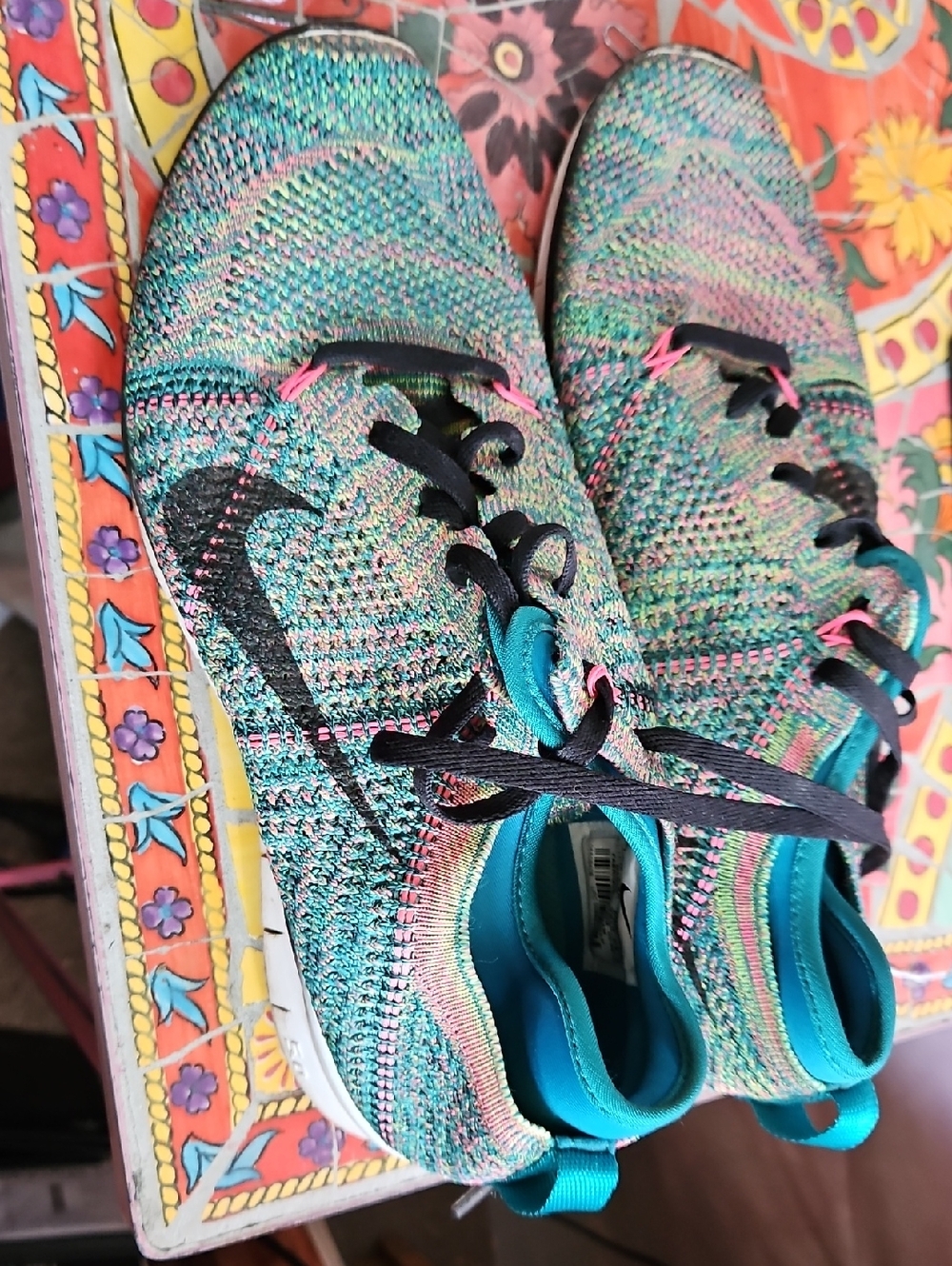 Nike Multicolor Flyknit Sneakers - Teal, Pink, Black
